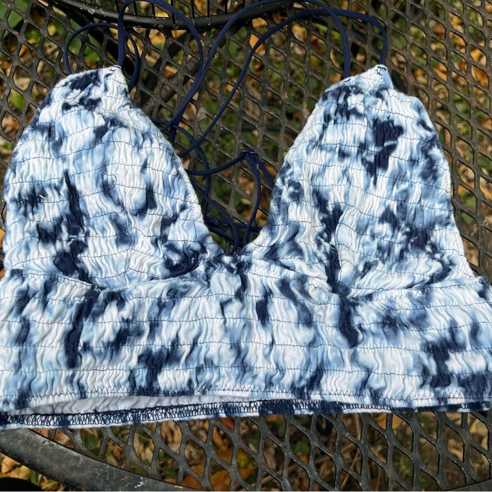PINK Bralette Tie-Dye Blue & White